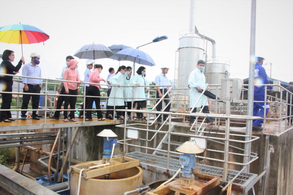 Local people were examining components of the wastewater treatment plant