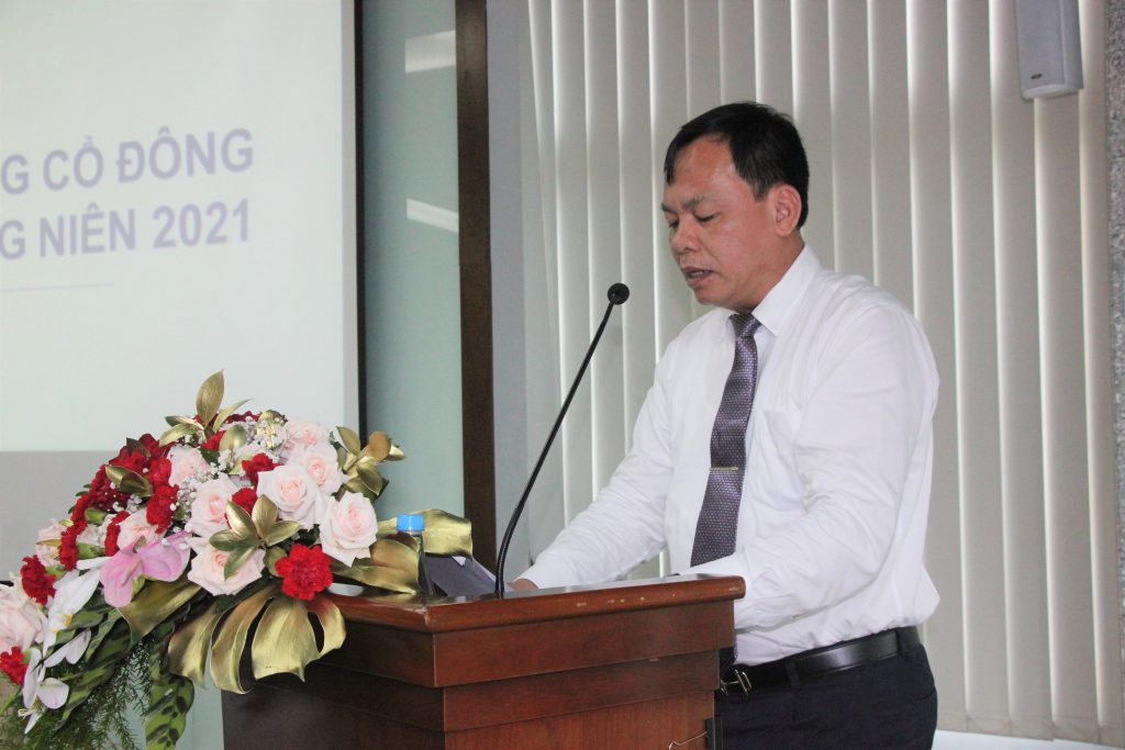 Phó Chủ tịch UBND tỉnh Đồng Nai Võ Tấn Đức phát biểu tại buổi họp ĐHĐCĐ thường niên năm 2021 của Sonadezi