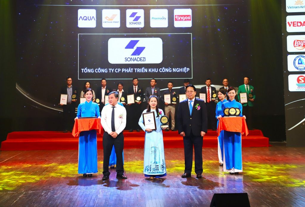 Sonadezi Corporation was awarded a Certificate of Top 10 Famous Brands in Vietnam in 2023 for the Real Estate - Construction - Building Materials industry