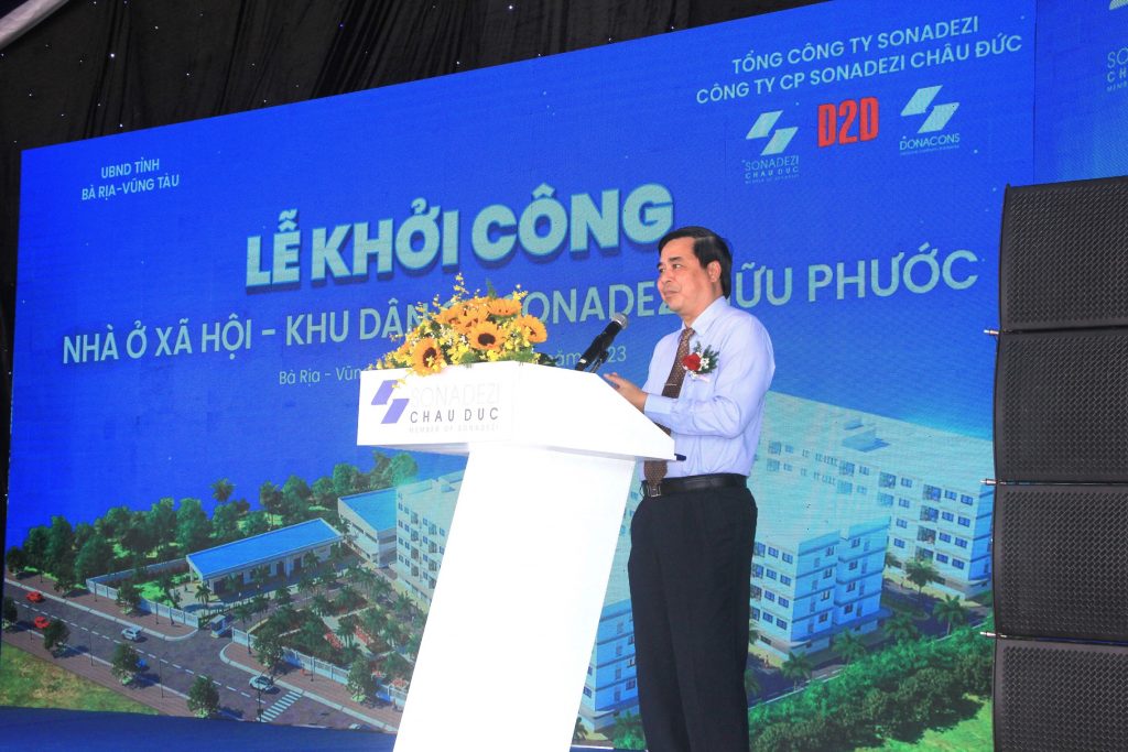 Ông Trần Thanh Hải - Tổng Giám đốc Tổng công ty Sonadezi phát biểu tại lễ khởi công